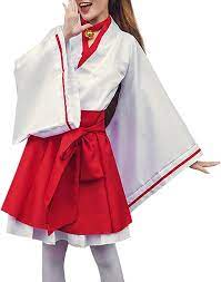 Amazon.com: Japanese Kimono Women's Miko Costume Witch Fancy Dress Red  Short Skirt Outfit Fox Spirit Kitsune Cosplay with Headwear (White, M) :  Clothing, Shoes & Jewelry
