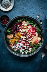 Sweet Earthy Roasted Beets Are The Star Of This Vegan Kale Salad With Feta Apple Hazelnuts Pomegranate In 2020 Roasted Beets Simple Balsamic Vinaigrette Kale Salad