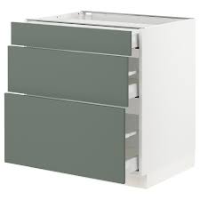 Sektion Maximera Base Cabinet With 3 Drawers White Bodarp Gray Green Ikea Canada Ikea Base Cabinets Drawers Ikea