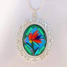 Bird Of Paradise Jewelry Pendant Necklace Colorful Tropical Etsy Fused Glass Jewelry Dichroic Fused Glass Jewelry Art Glass Jewelry