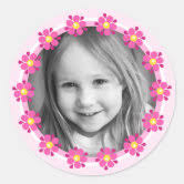 Cute rosa bird I kärlek (hjärta), tecknad Runt Klistermärke