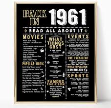 Deciding on a meaningful 60th birthday gift for her can be difficult. Amazon Com Katie Doodle 60th Birthday Party Decorations Supplies Anniversary Card Gift Ideas For Men Or Women Turning 60 Years Old Includes 8x10 Back In 1961 Print Unframed Black And Gold Posters