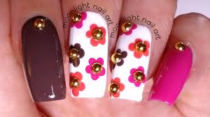 7 ways how to use a dotting tool shop vaga dotters here:. Floral Dotting Tool Design Brown Pink And Orange Nail Art Tutorial
