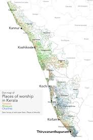 Given below is a kerala road map. Dot Map Of Places Of Worship In Kerala Indiaspeaks
