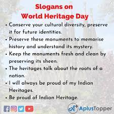 Slogans On World Heritage Day Unique And Catchy Slogans On World Heritage Day A Plus Topper