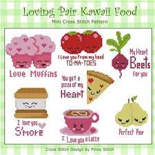 Kawaii cross stitch 80 cute simple patterns: Loving Pair Kawaii Cute Food Collection