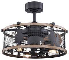 Ceiling fan light kits are a great option for customers needing light in their room as well as a fan. Kodiak Bear 21 Bronze And Teak Rustic Indoor Ceiling Fan Light Kit Remote Rustic Ceiling Fans By Hedgeapple