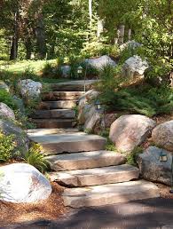 Steintreppe Landschaft Traditionell Mit Aussenbeleuchtung Rundes Aussenbeleuchtung Land Landscape Steps Landscape Pavers Landscaping Entrance