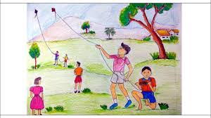 Once started, it becomes almost an addiction for young kids. Draw A Scenery Kite Flying By Kids Makar Sankranti Easy Step By Step Youtube