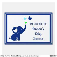 Baby Shower Minimal Navy Blue And White Elephant Sign Zazzle Com Elephant Sign Elephant Baby Showers Modern Baby Shower Invitations