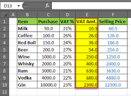 How To Calculate Vat In Excel Vat Formula Calculating