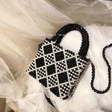 Diamond Bag Hand Woven Beaded Pearl Bag Crystal Bag One Shoulder Hand Held Stiletto Crossbody Bags For Women Top Handle Bags Aliexpress Hand Beaded Bag Pearl Bag Beaded Bags