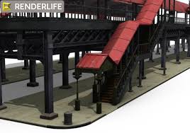Elevated Train Station 3d Model Train Station Model Train Layouts Train