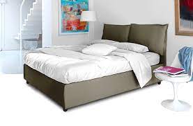 Letto matrimoniale con giroletto in tessuto bianco con bordini grigi, disponibile sia senza rete (predisposizione 160×190) che con rete ortopedica e contenitore. Letti Imbottiti Sfoderabili Senza Rete Offerte Materassi Com