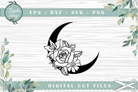 Download Moon Floral Cutting Files Graphic By Basilio Vintage Creative Fabrica PSD Mockup Templates
