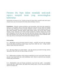 Karangan Spm Peranan Ibu Bapa Mementingkan Kebersihan