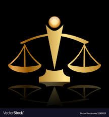 Gold icon of justice scales on black background Vector Image