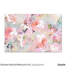 Romantic pink retro floral pattern teal polka dots throw pillow. Romantic Pink Teal Watercolor Chic Floral Pattern Tissue Paper Zazzle Com In 2021 Flower Art Art Prints
