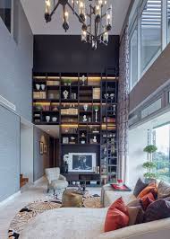 Munger interiors l shaped desk with pale gray painted cabinets and shelves, antique. Home Tour A Modern Penthouse With Brilliant Balconies L Shaped Sofa Home Interior Design House Interior Modern Penthouse