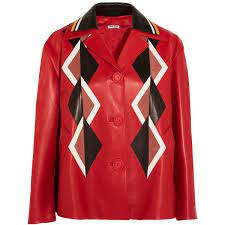 Miu Miu Oversized Appliqued Leather Jacket Jackets Retro Jacket Real Leather Jacket