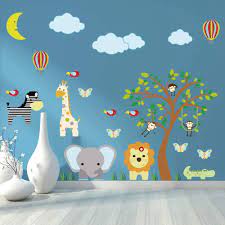 Buy Supzone Jungle Animal Wall Stickers Monkey Tree Wall Decals Elephant Giraffe Zebra Vinyl Forest Animal Wall Stickers Diy Removable Home Decoration Baby Nursery Girl Boy Kids Room Wall Decor Online In