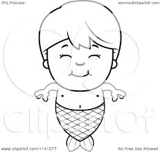 This printable kit has 20 printable pages! Cartoon Clipart Of A Black And White Happy Mermaid Boy Vector Outlined Coloring Page By Cory Thoman 1141277