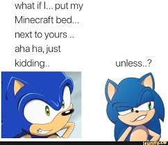 mmmﬁanﬂmy minecraft bed next to yours ahahajust kidding ifunny sonic the hedgehog sonic memes
