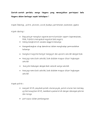 Menjaga persatuan antar masyarakat/warga 2. Partisipasi Dalam Pembelaan Negara