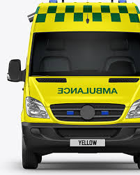 Van Ambulance Mockup Front View In Vehicle Mockups On Yellow Images Object Mockups