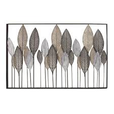 Natural Reflections Metal Leaf Wall Decor Rectangular Metallic Black Iron Frame Features 24 Various Si Metal Leaf Wall Art Leaf Wall Art Botanical Wall Decor