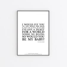To The Moon Back Song Lyrics Print Official Licensed Print Etsy Song Lyric Print Lyric Prints Song Lyrics