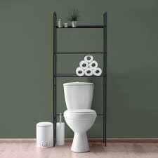 Habillage wc suspendu geberit : Meuble Wc Pont De Rangement Etagere Wc En Metal Noir Kali Hauteur 180 Cm Avec 3 Etageres