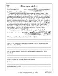 6th grade reading comprehension activities: Reading Comprehension Dialects 5th Grade Reading Worksheet Greatschools
