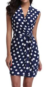 Miss Moly Womens Polka Dots Crossover Vneck Sleeveless Above Knee Wrap Dressblue10 Medium See This Great Pro Summer Dresses For Women Summer Dresses Dresses