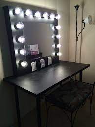 Diy 20 light up vanity mirror with remote. Homemade Vanity Mirror With Lights And Table Diy Vanity Mirror Homemade Vanity Diy Makeup Vanity