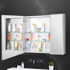 Large medicine cabinets with mirrors. Aluminum Bathroom Medicine Cabinet Double Door Wall Mounted Cabinet With Mirror Livingbasics