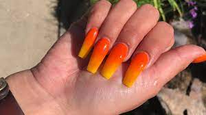 Orange combines the energy of red and the happiness of yellow. Matte Orange Ombre Acrylic Nails Matte