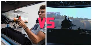 Nascar · 1 decade ago. A Real Driving Simulator Vs A Simracing Rig F1 Simulator Maniac