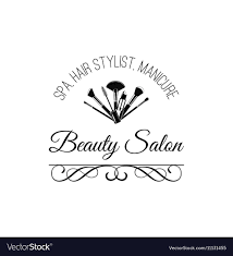 beauty salon badge makeup brushes logo