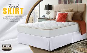 Bed skirt has a 14 drop. Amazon Com Bed Skirt Queen White 15 Inch Fall Hotel Quality Iron Easy Quadruple Pleated Wrinkle And Fade Resistant By Utopia Bedding Home Kitchen