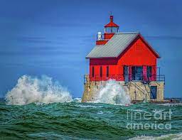 Rough Water At Grand Haven Light By Nick Zelinsky Jr Grand Haven Lighthouse Lighting Lighthouse