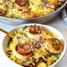 And they cook in less than 10 minutes so dinner can be ready fast! A Restaurant Quality Spaghetti Squash Recipe With Seared Scallops That Looks And Sounds Healthy Squash Recipes Spaghetti Squash Recipes Healthy Squash Recipes