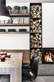 The open space on either side of my new stove is approximately 3 inches. 24 Stylish Ways To Store Firewood Indoors Shelterness