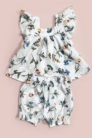 Harriet Baby Two Piece Set Wild Flower Blue Girls Clothing Sets Simple Summer Dresses Girl Outfits