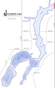 Crooked Lake Map Montmorency County Michigan Fishing