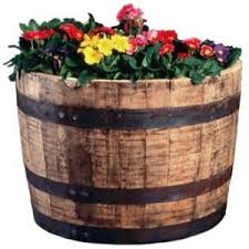 25 In Dia Oak Wood Whiskey Barrel Planter B100 The Home Depot Wood Barrel Planters Whiskey Barrel Planter Barrel Planter