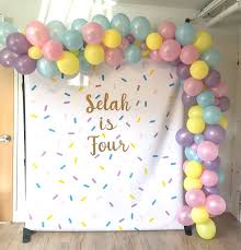Birthday Backdrops For Photos Sprinkles Party Photo Backdrop With Pastel Colors Sprinkle Party Sprinkles Birthday Party Party Photo Backdrop
