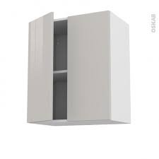 Meuble De Cuisine Sur Hotte Pour Hotte Encastrable Haut Ouvrant Ivia Gris 2 Portes L60 X H70 X P37 Cm Oskab