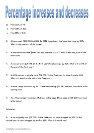 Learn how to find the percent increase or decrease between two numbers. Percentages Free Maths Worksheets And Other Resources Doingmaths Free Maths Worksheets