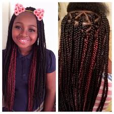 Kids Box Braids Triangle Part Red Braids Black Braids Kids Braided Hairstyles Box Braids Styling Box Braids Hairstyles
